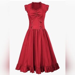 Belle Poque Dress Womens Red Corset Whimsigoth Witchy Renaissance Sz XL